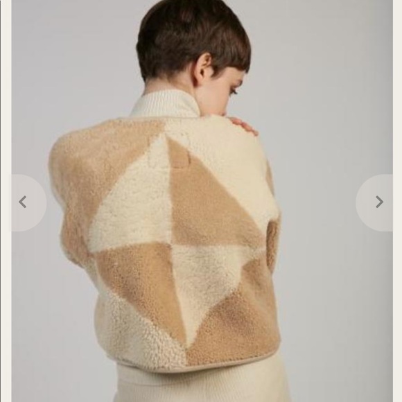 Milena Silvano Shearling Cropped Coat, Honey Combo - Picture 2 of 16